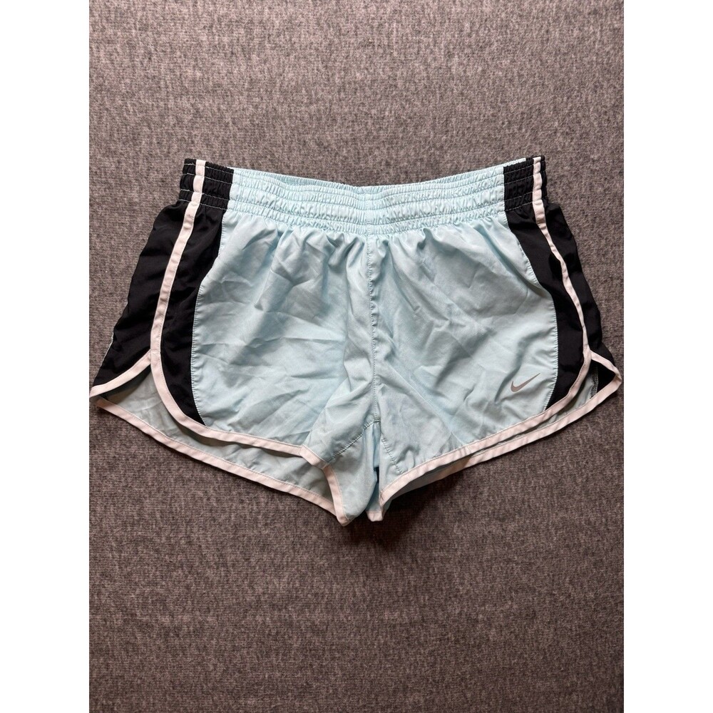 Nike Women's Nike FIT Dry Running Shorts Light Blue and Black Size Medium (8-10)